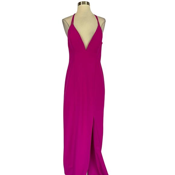 Aidan Mattox Women's Formal Dress Size 8 Pink Backless Long Column Evening Gown - Picture 1 of 11